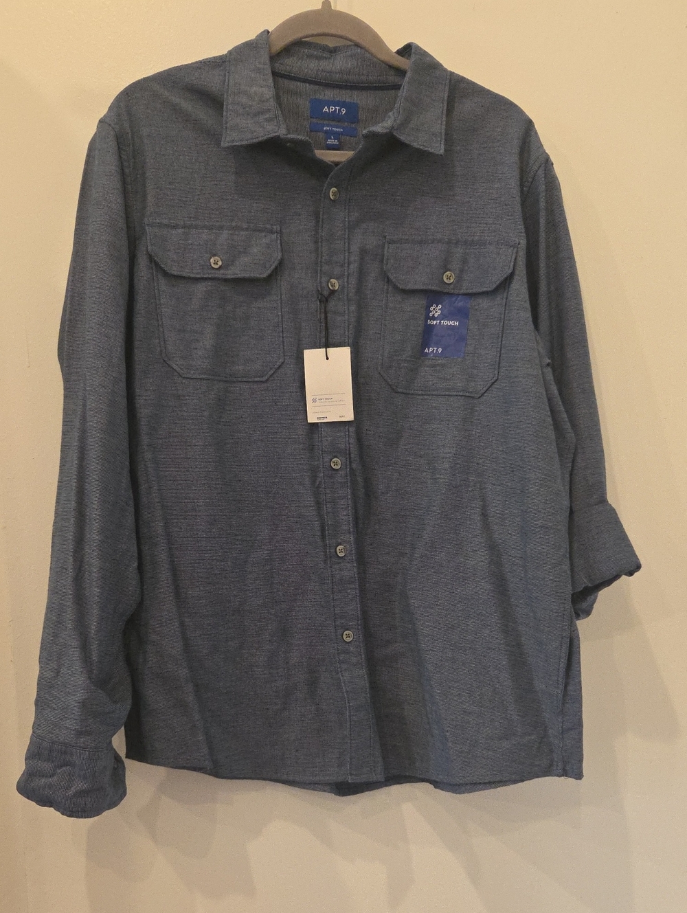 Apt. 9 Men's Denim-Style Blue Button-Down Shirt